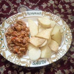 A picture of Fried Yam with Egg Sauce.