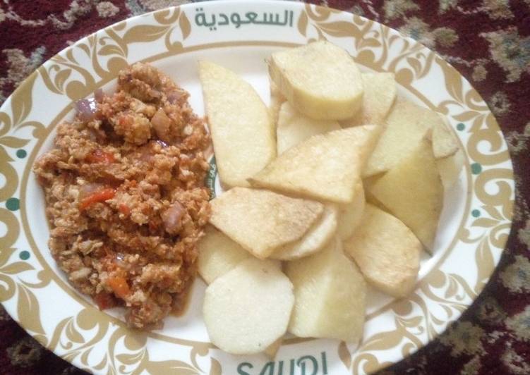 Steps to Make Great Fried Yam with Egg Sauce | This is Recipe So Deilicios You Must Attempt Now !!