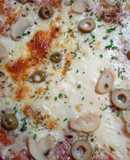 Pizza sin amasar con el agua de cocción (en este caso de papas)