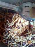 Poroto con fideo y queso