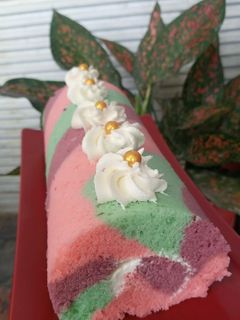 Foto resep Bolu gulung pelangi kukus 2 telur
