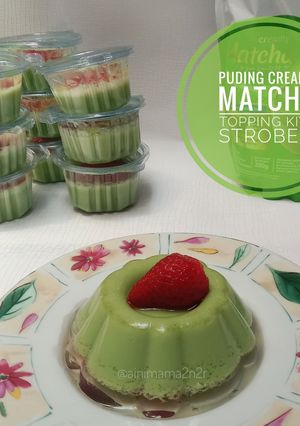 Foto resep Puding Matcha Topping Kiwi Stroberi