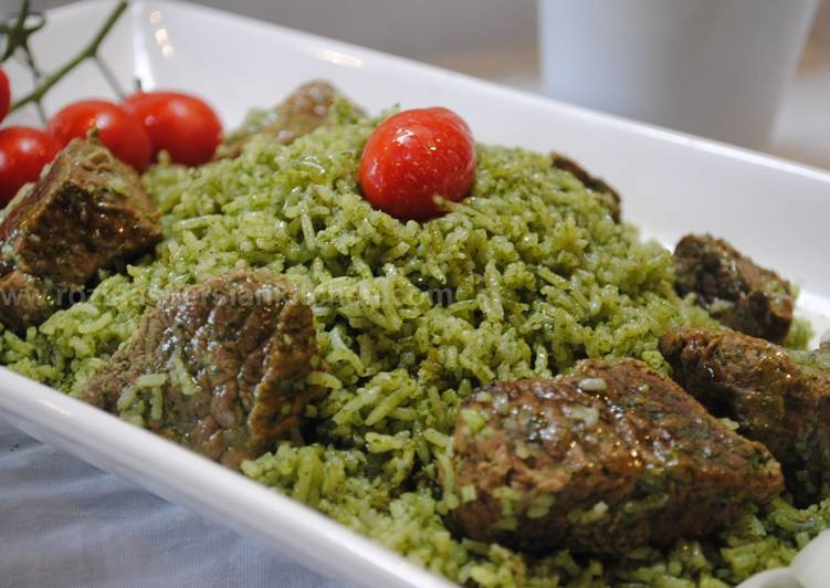 Recipe of Perfect Green rice (Zamarod pilaf)