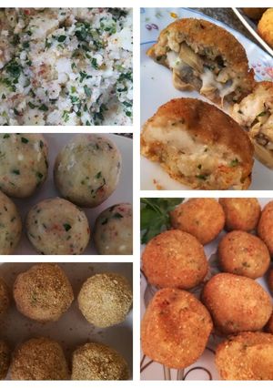 صورة لوصفة كرات البطاطس عطريقتي Potato balls stuffed with mozzarella chees