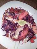 Red cabbage apple chicken salad