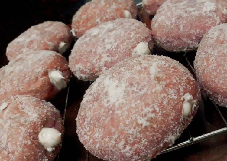 Cara Gampang Membuat Purple Sweet Potato Donuts with Milk Cream, Enak