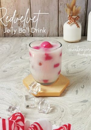 Foto resep Red Velvet Jelly Ball Drink 🔴⚪