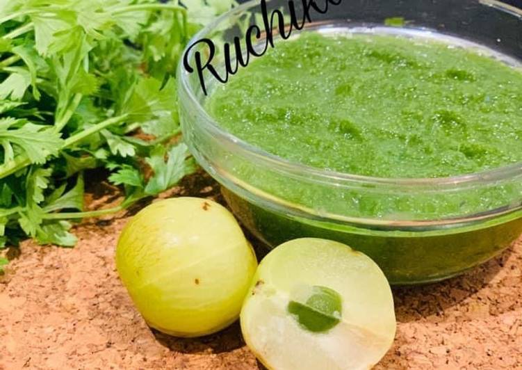 Easiest Way to Make Homemade Coriander chutney with gooseberry