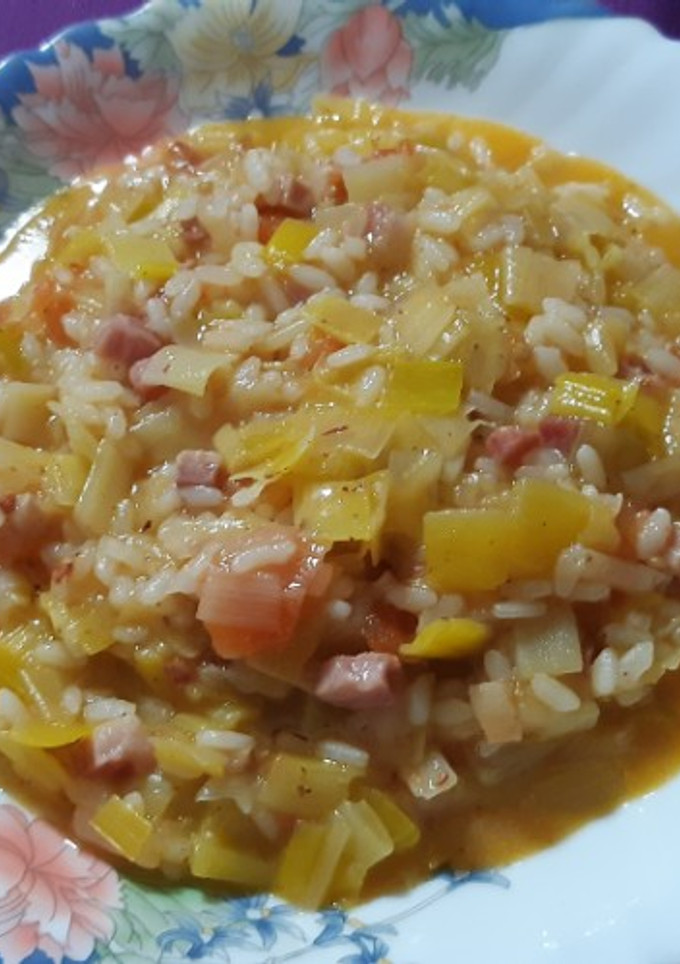 Una foto de Arroz caldoso de puerros