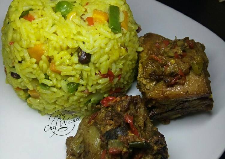 Get Lunch of Fried rice and Baked Chicken