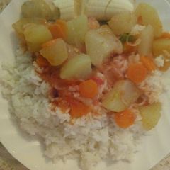 A picture of White rice with potatoes#ricedup.