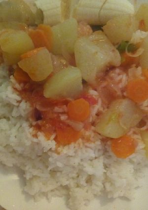 A picture of White rice with potatoes#ricedup.