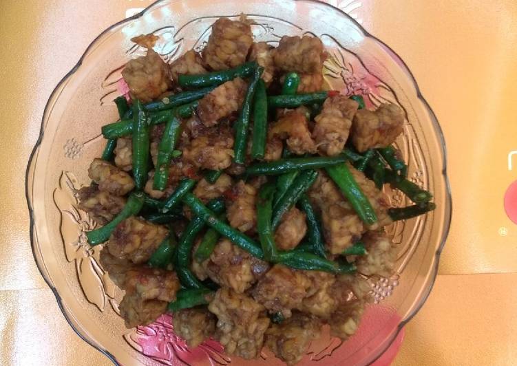 Tumis tempe kacang panjang saos tiram