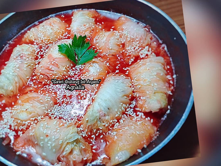 Resep &amp;#34;Sawi Gulung Isi Ayam Simpel
