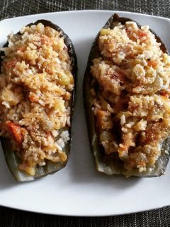 Una foto de Berenjenas rellenas de arroz