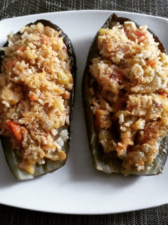 Una foto de Berenjenas rellenas de arroz