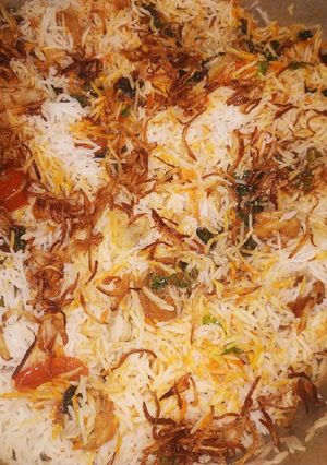 A picture of Prawns biryani.