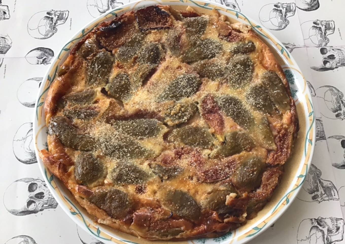 Clafoutis aux figues vertes rôties et au miel