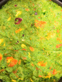 Una foto de Palak Paneer (crema de espinacas con queso)