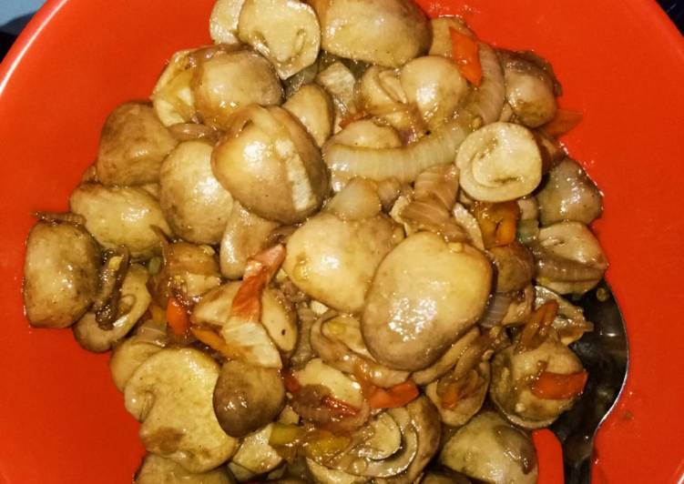 Tumis Jamur bakso teriyaki pedasss super enakk