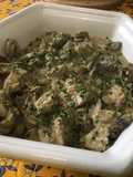 Poulet aux champignons, coriandre et crème de masala