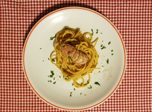 Foto di Spaghetti con canocchie in bianco
