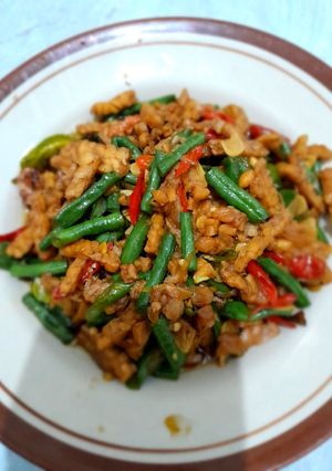 Foto resep Tumis kacang panjang dan tempe