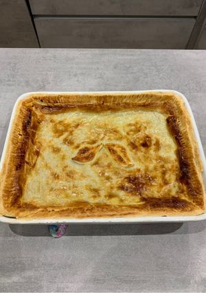 A picture of Tony’s Steak and Bacon Pie.
