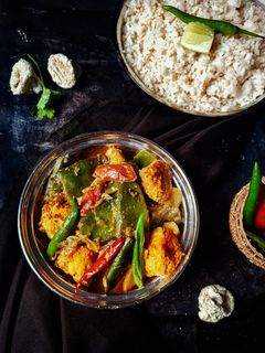 কুমড়ো বড়ি, শিম, আলু ও টমেটো দিয়ে নিরামিষ রান্না রেসিপির প্রধান ছবি