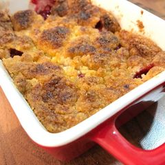 A picture of Pear, Banana & Raspberries Crumble.