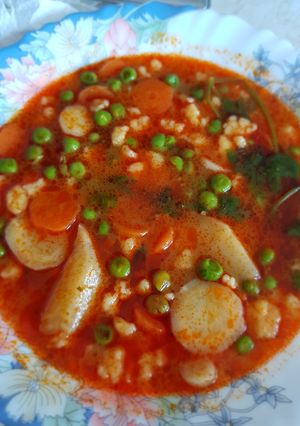 Borsó leves csipetkével recept fotója