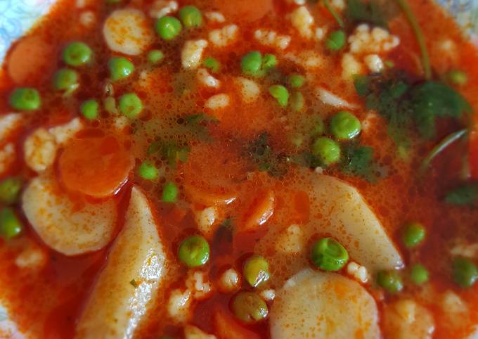 Borsó leves csipetkével recept foto