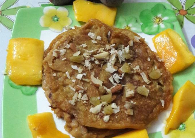Recipe of Homemade Mango Atta oats pan cake