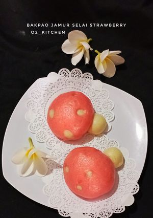 Foto resep Bakpao Jamur Isi Selai Strawberry (no mixer)