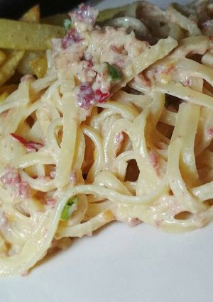 Foto resep Fettuccine carbonara simple