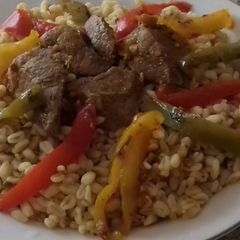 A picture of How to make Ebly Recipe with peppers and meat.