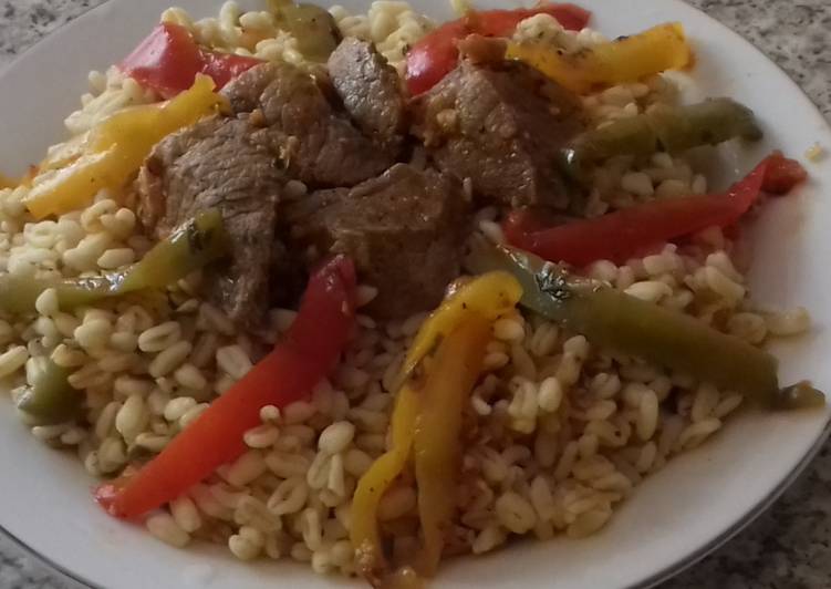 Recipe of Award-winning How to make Ebly Recipe with peppers and meat