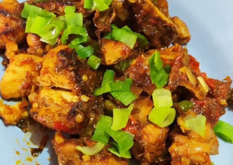 Ayam bumbu sambal hot jeletot daun bawang