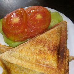 Polony and cheese sandwich A picture of Polony and cheese sandwich.