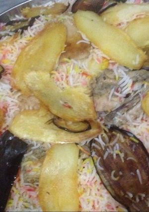 صورة لوصفة مقلوبه الرز الملون البسيطه