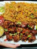 Veg Noddles with dry manchurian balls