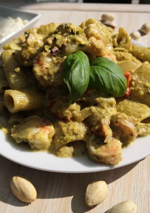 Une photo de Pasta Scampis et Pesto de Pistaches
