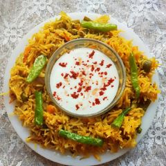 A picture of Khari Bhaat/Rice.