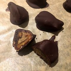 A picture of Peanut Butter Stuffed Chocolate Coated Dates 😁❤️.