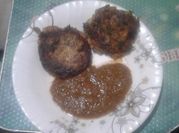 A picture of chicken potatoes kebab