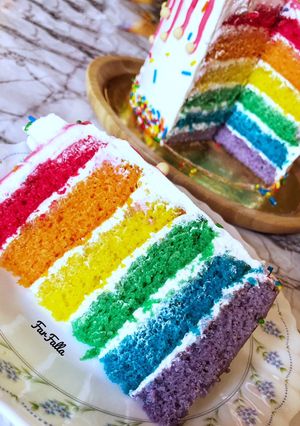 صورة لوصفة تورتة قوس قزح 🌈