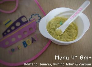 Foto resep MPASI 4* 6m+ (kentang, kuning telur ayam, buncis, caesim)