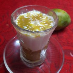 A picture of Mango layer curd lassi.