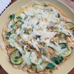 A picture of Corgette and onion omelette.