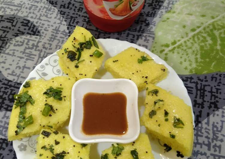 Steps to Prepare Quick Khaman dhokla healthy breakfast